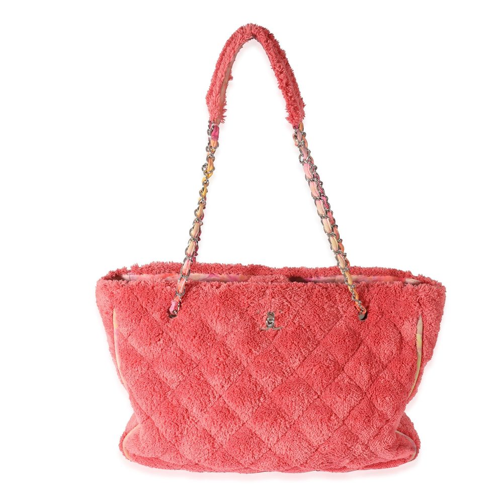 Chanel Pink Quilted Mixed Fibers Large Shopping Tote